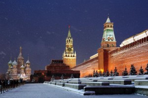 Saint Basil's Cathedral at night, Red square, Moscow, Russia
