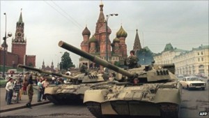 Tanks surrounded the Kremlin waiting for instructions.